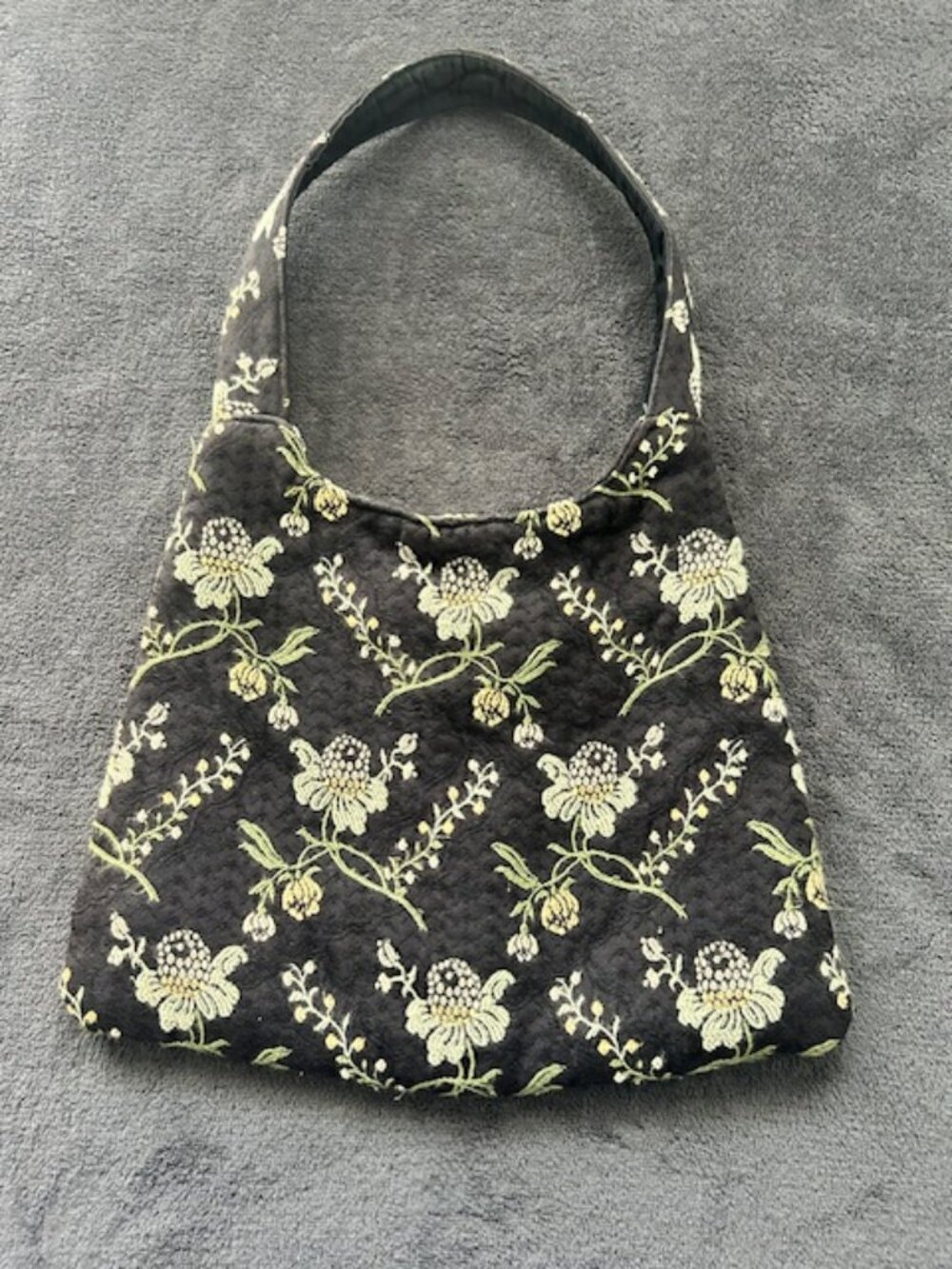 Black Floral Embroidered Handbag Purse